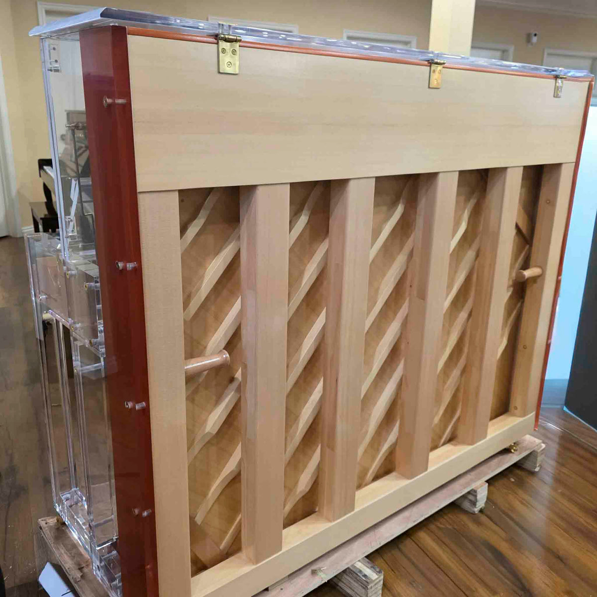 SOLD Hailun HU-125A 49.5" Custom Crystal Upright Piano with Self-Playing QRS System