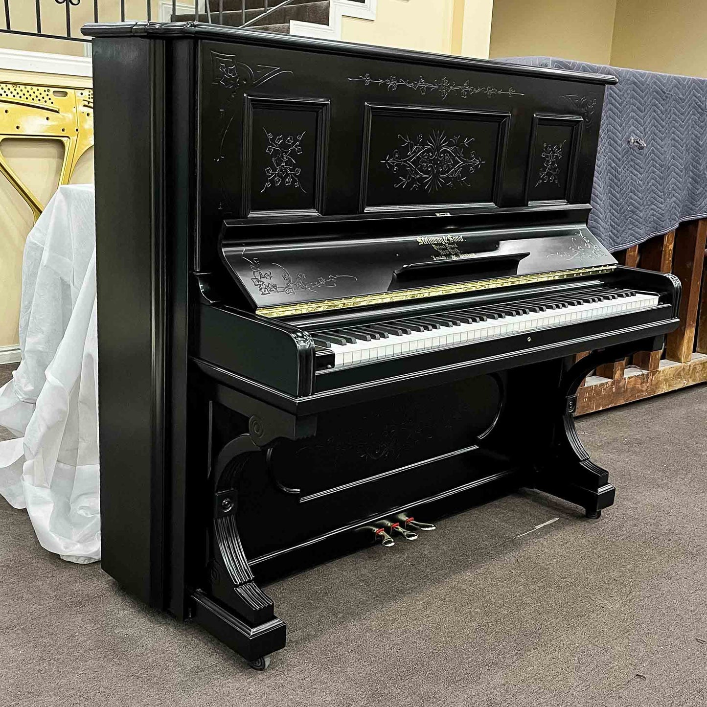 SOLD - 1887 Steinway 52" Black Commissioned Upright Piano