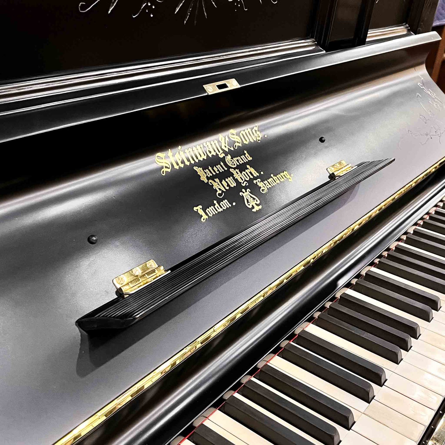 SOLD - 1887 Steinway 52" Black Commissioned Upright Piano