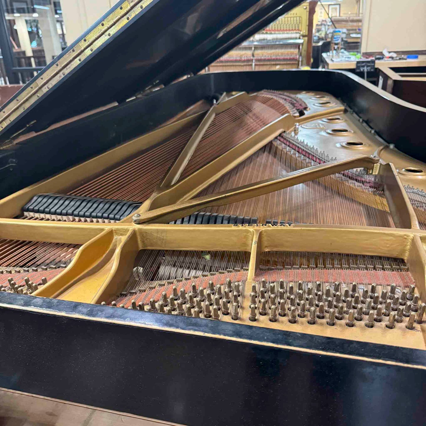 CURRENT SHOP WORK - 1971 Steinway D 9' Black Satin Commissioned Concert Grand Piano