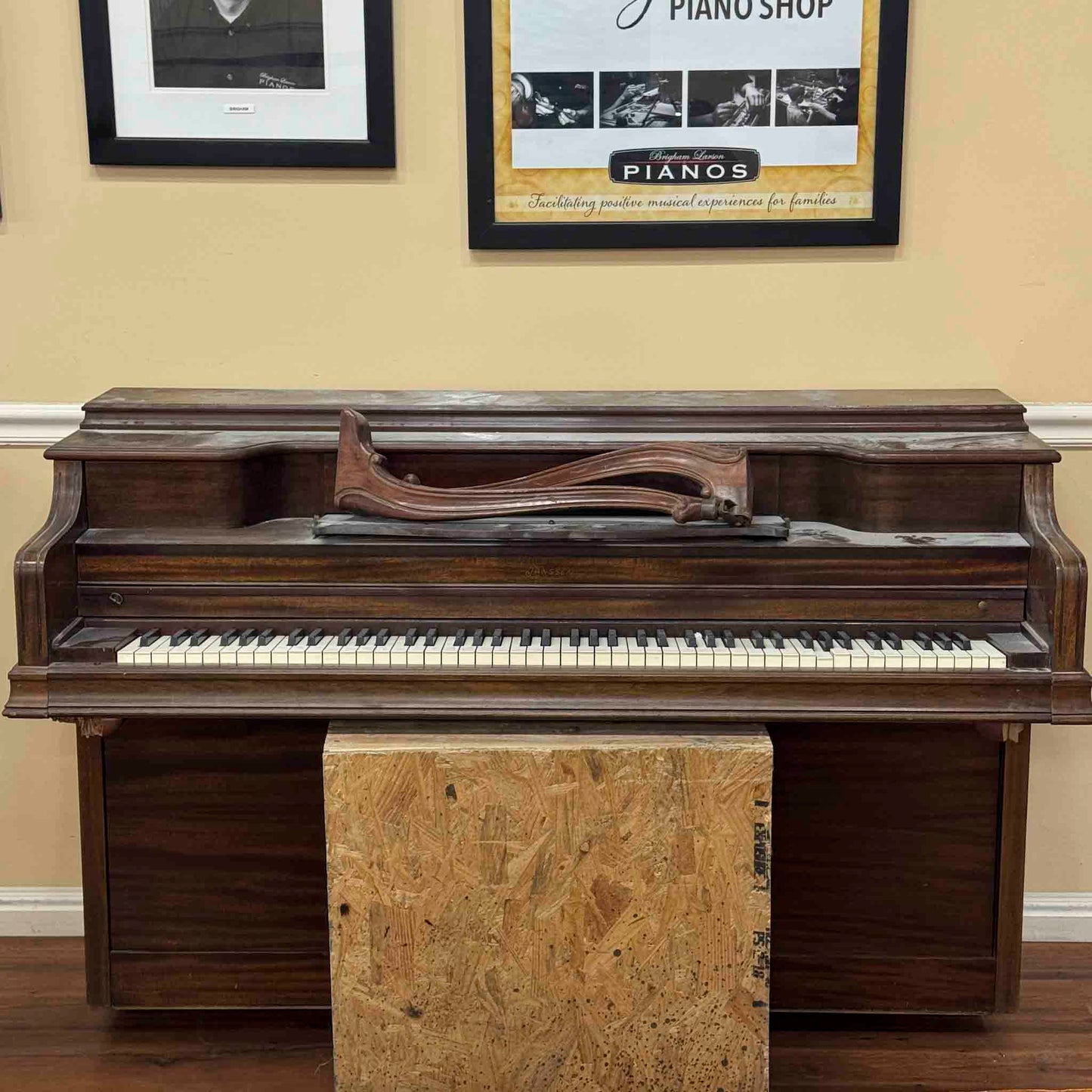 SOLD 1952 Janssen 39" Wood Finish Commissioned Spinet Piano