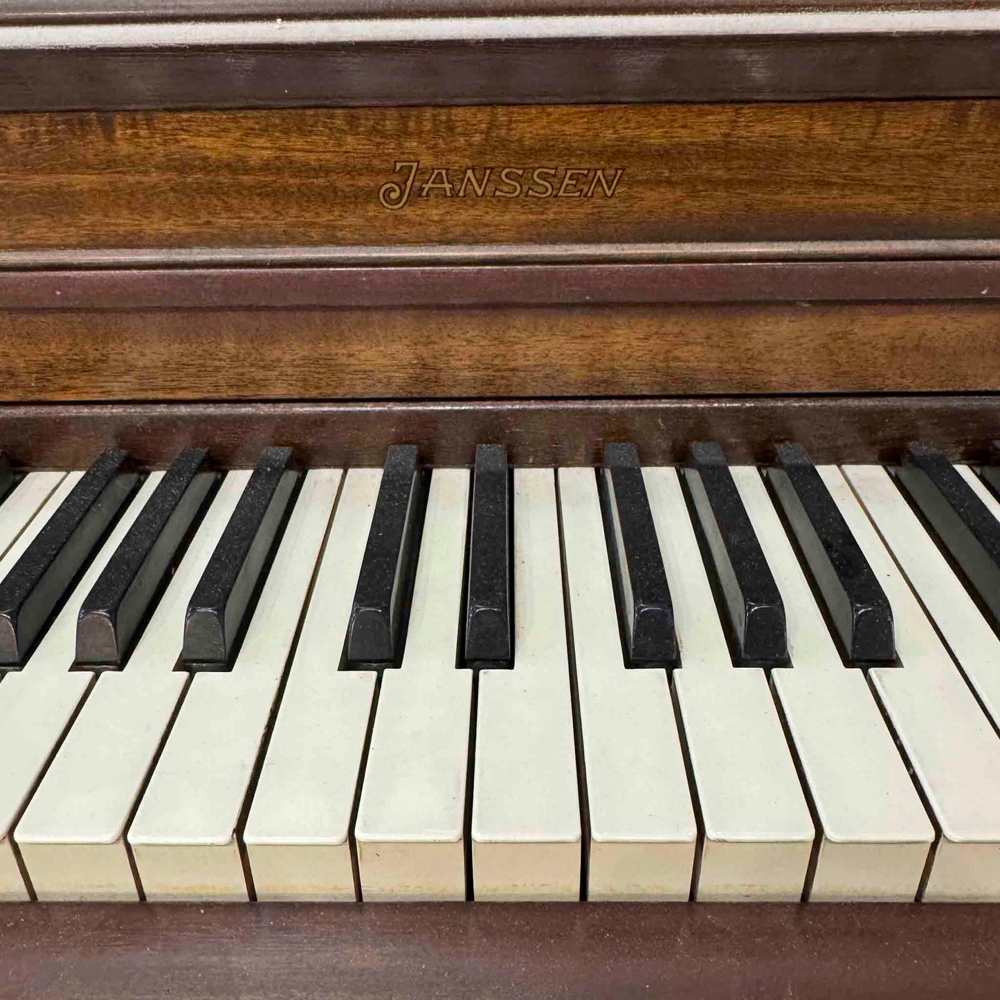 SOLD 1952 Janssen 39" Wood Finish Commissioned Spinet Piano