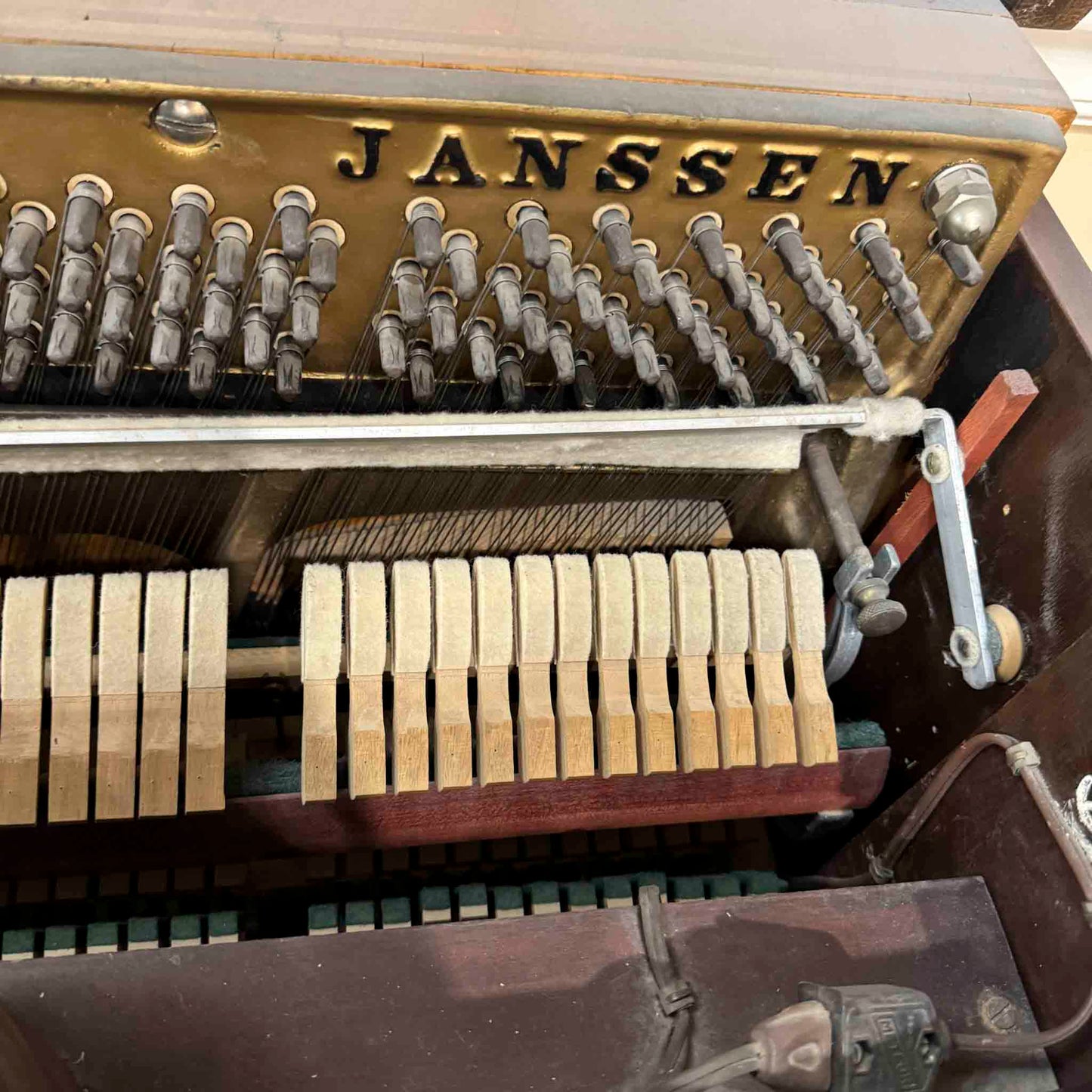SOLD 1952 Janssen 39" Wood Finish Commissioned Spinet Piano