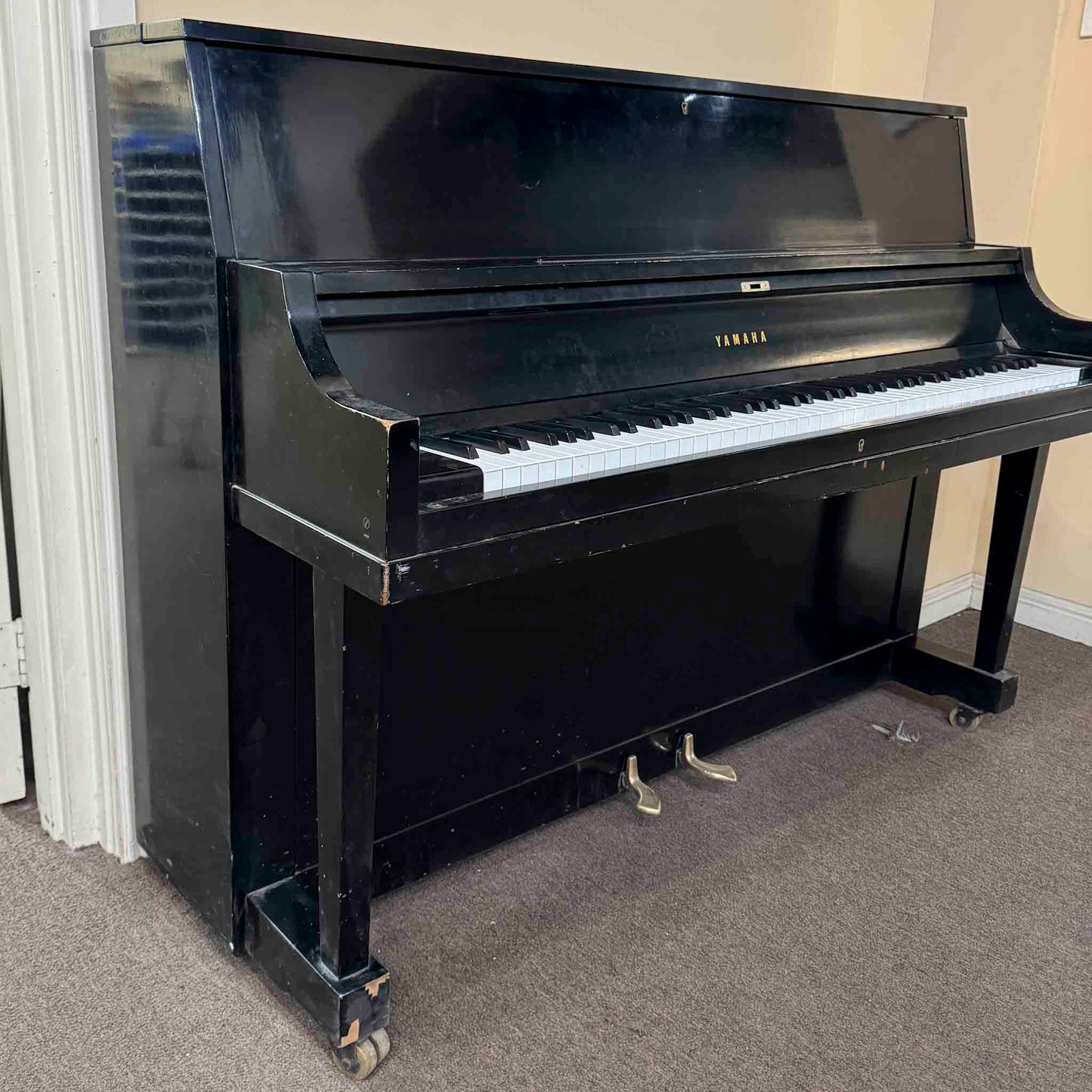 CURRENT SHOP WORK - 1968 Yamaha P2 44" Satin Black Commissioned Console Piano