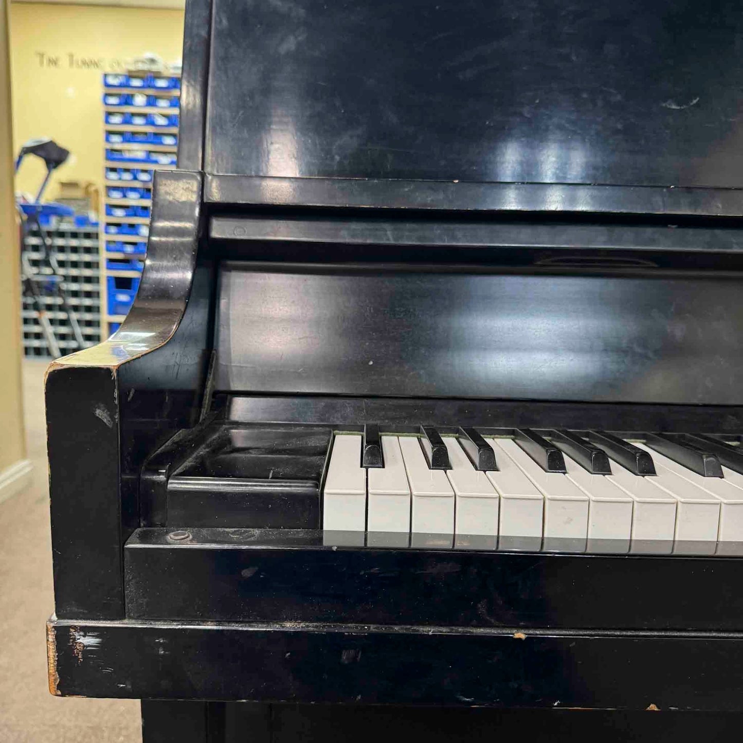 CURRENT SHOP WORK - 1968 Yamaha P2 44" Satin Black Commissioned Console Piano