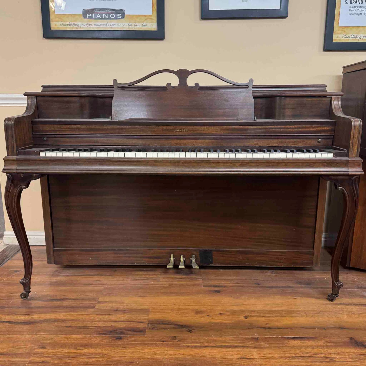 SOLD 1952 Janssen 39" Wood Finish Commissioned Spinet Piano