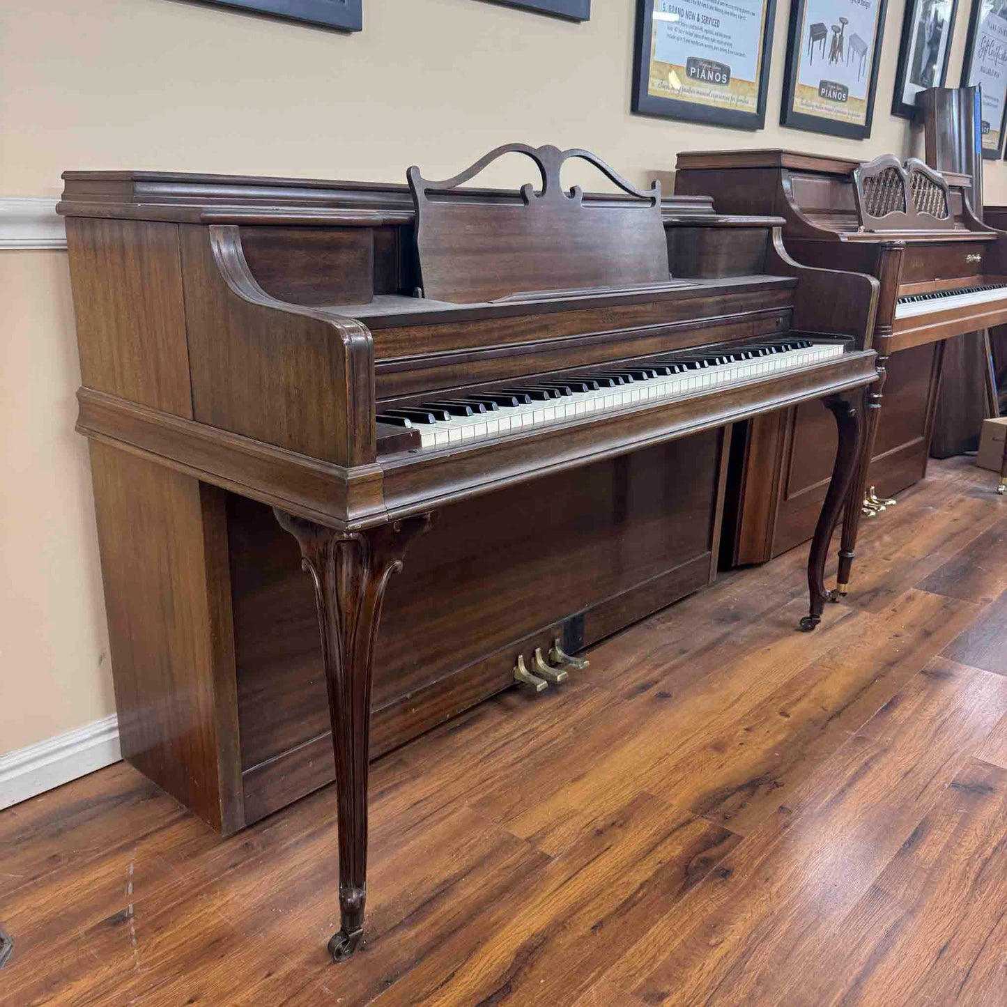 SOLD 1952 Janssen 39" Wood Finish Commissioned Spinet Piano