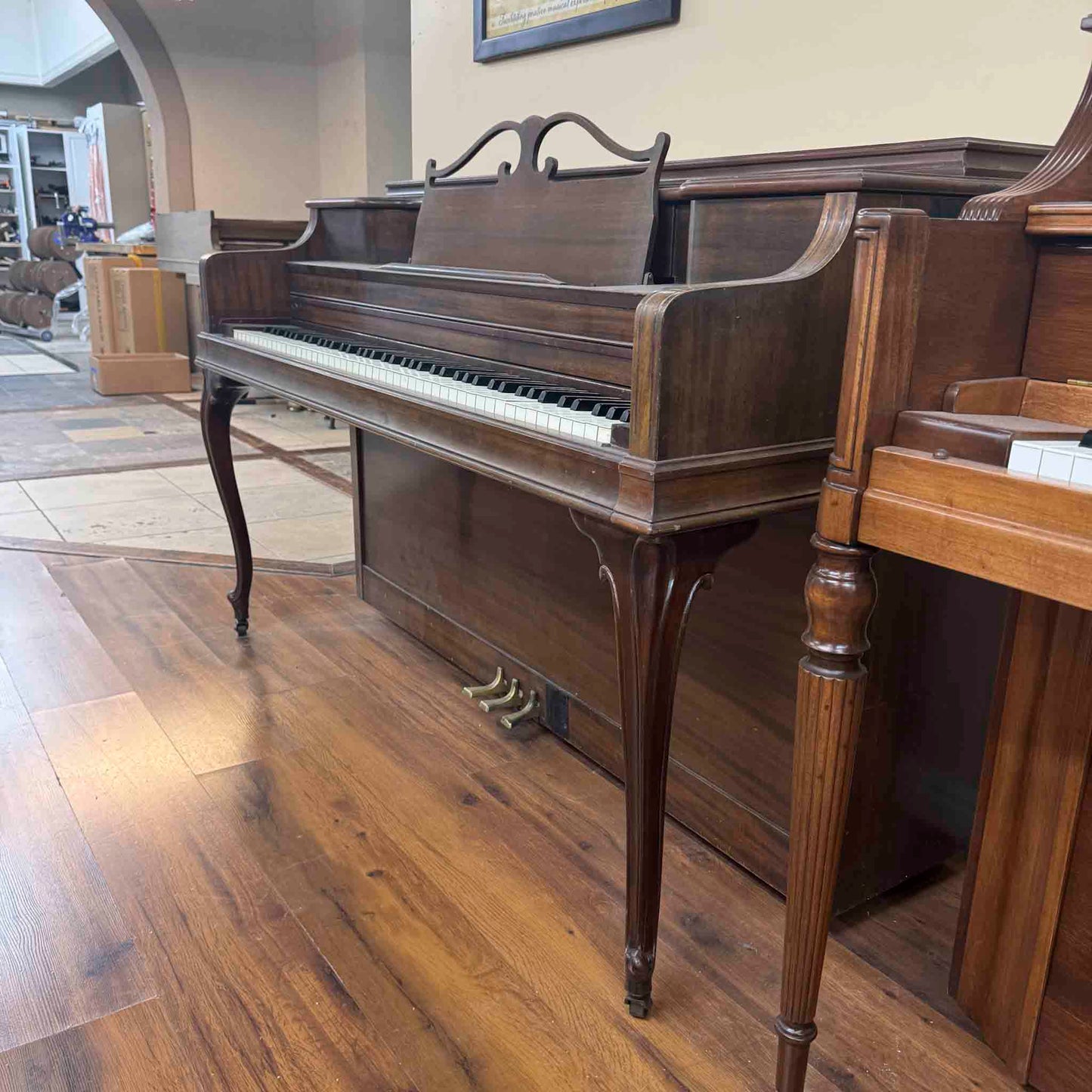 SOLD 1952 Janssen 39" Wood Finish Commissioned Spinet Piano