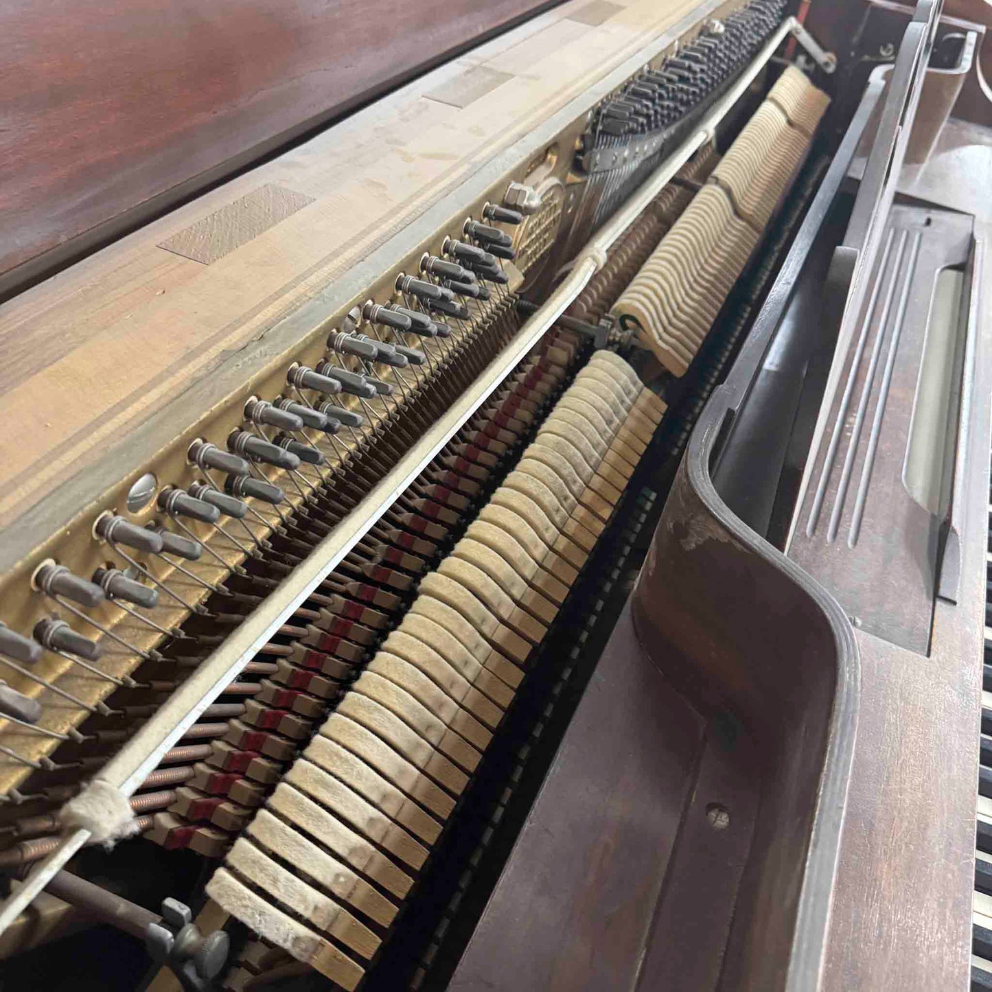SOLD 1952 Janssen 39" Wood Finish Commissioned Spinet Piano