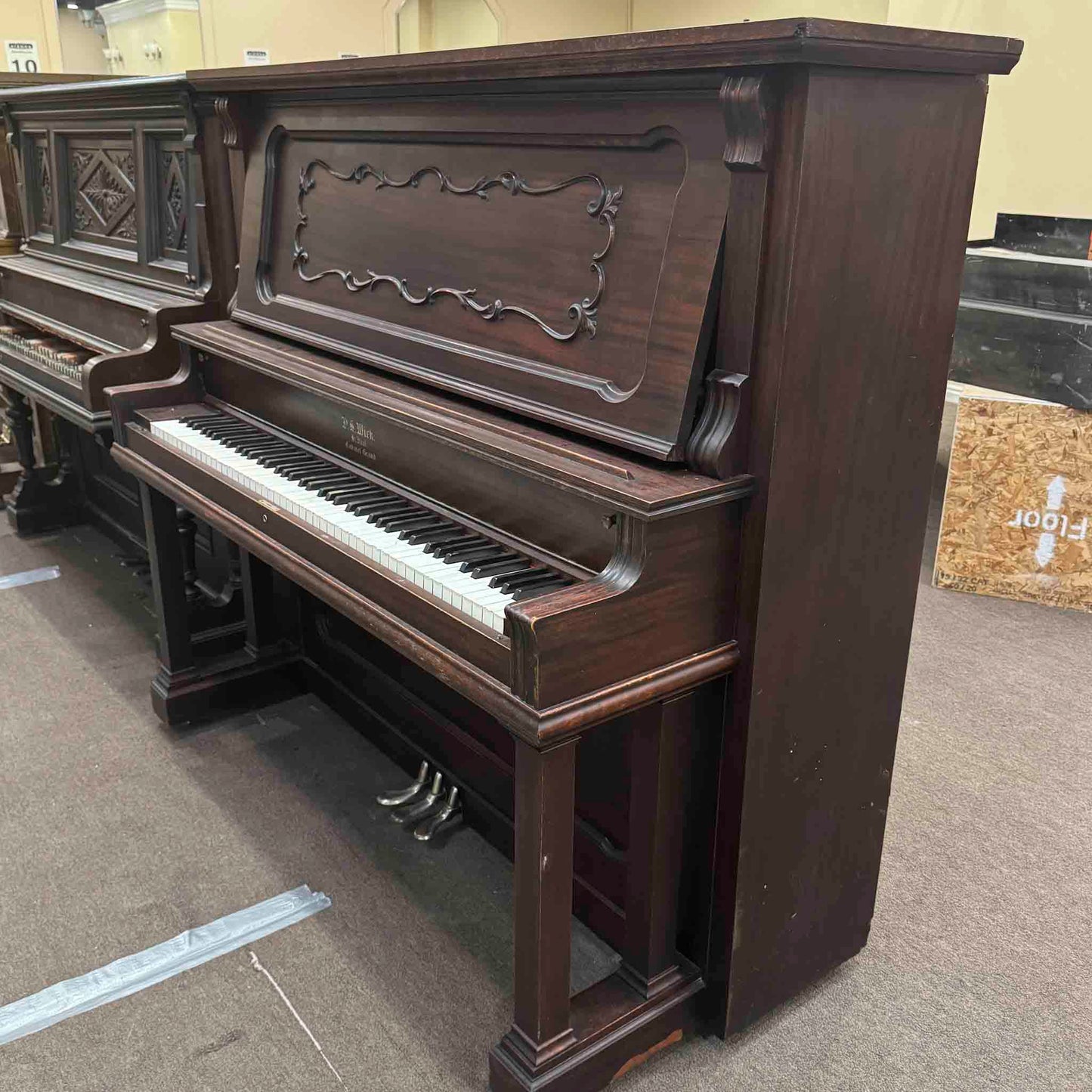CURRENT SHOP WORK 1908 P.S. Wick 57" Wood Finish Commissioned Upright Piano