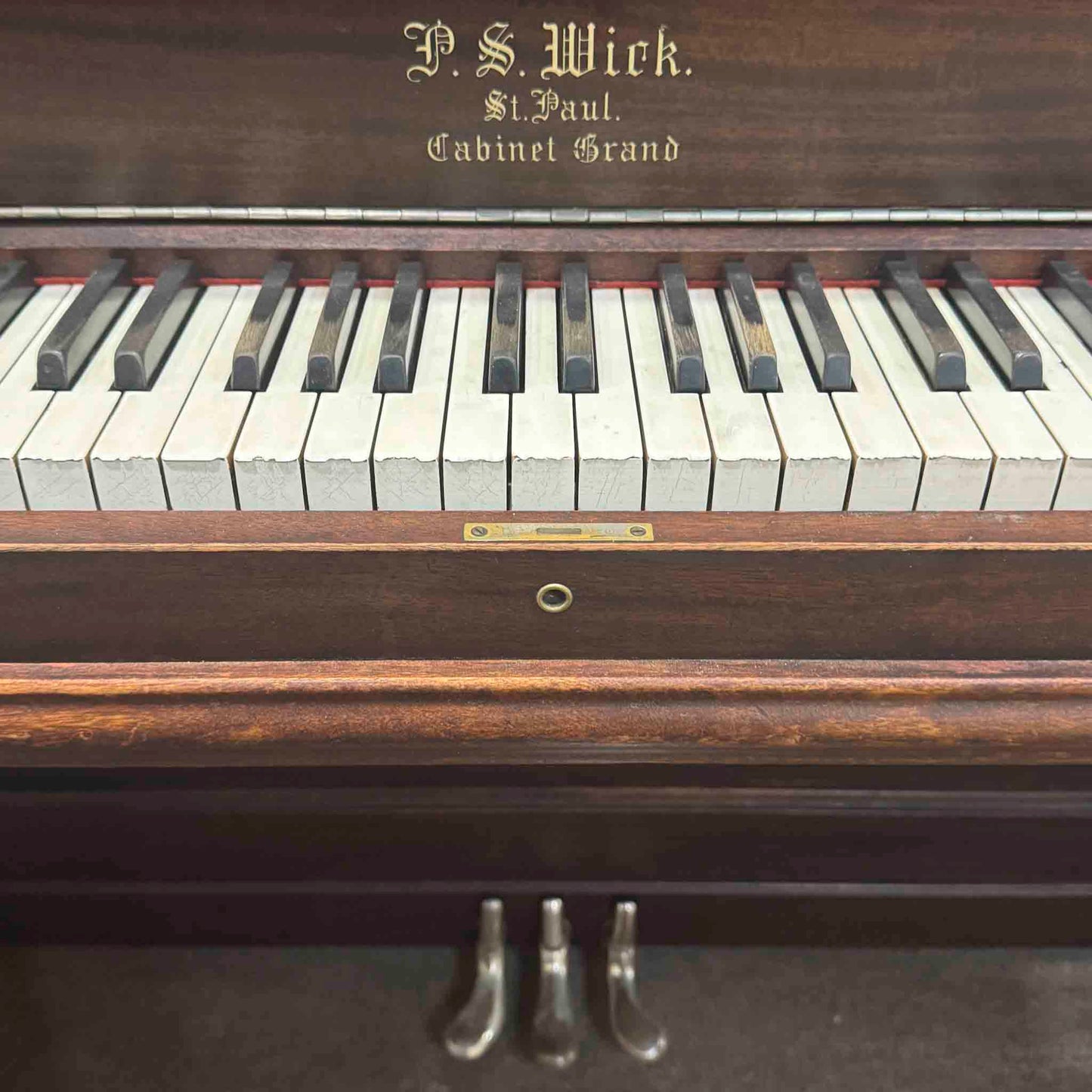 CURRENT SHOP WORK 1908 P.S. Wick 57" Wood Finish Commissioned Upright Piano
