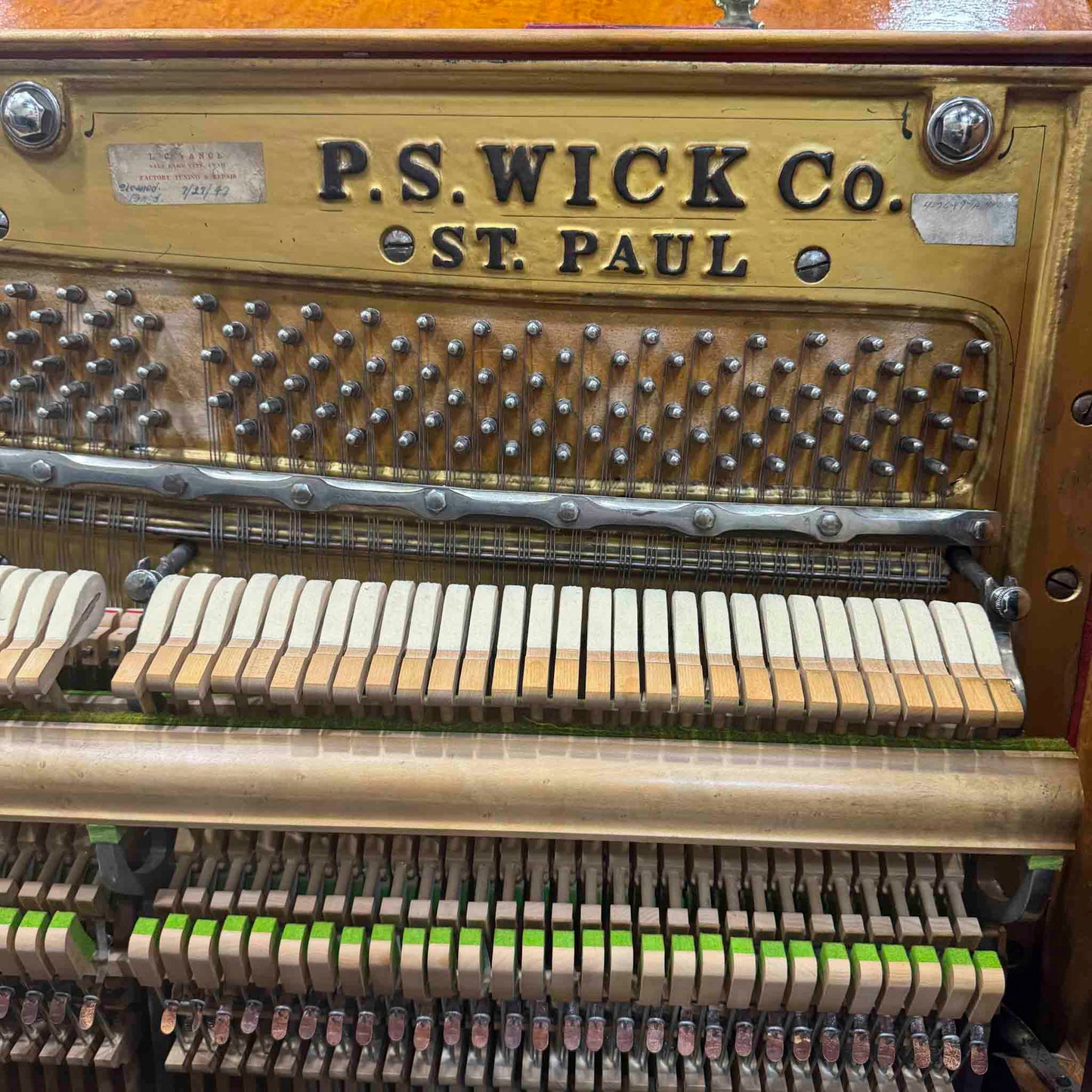 CURRENT SHOP WORK 1908 P.S. Wick 57" Wood Finish Commissioned Upright Piano