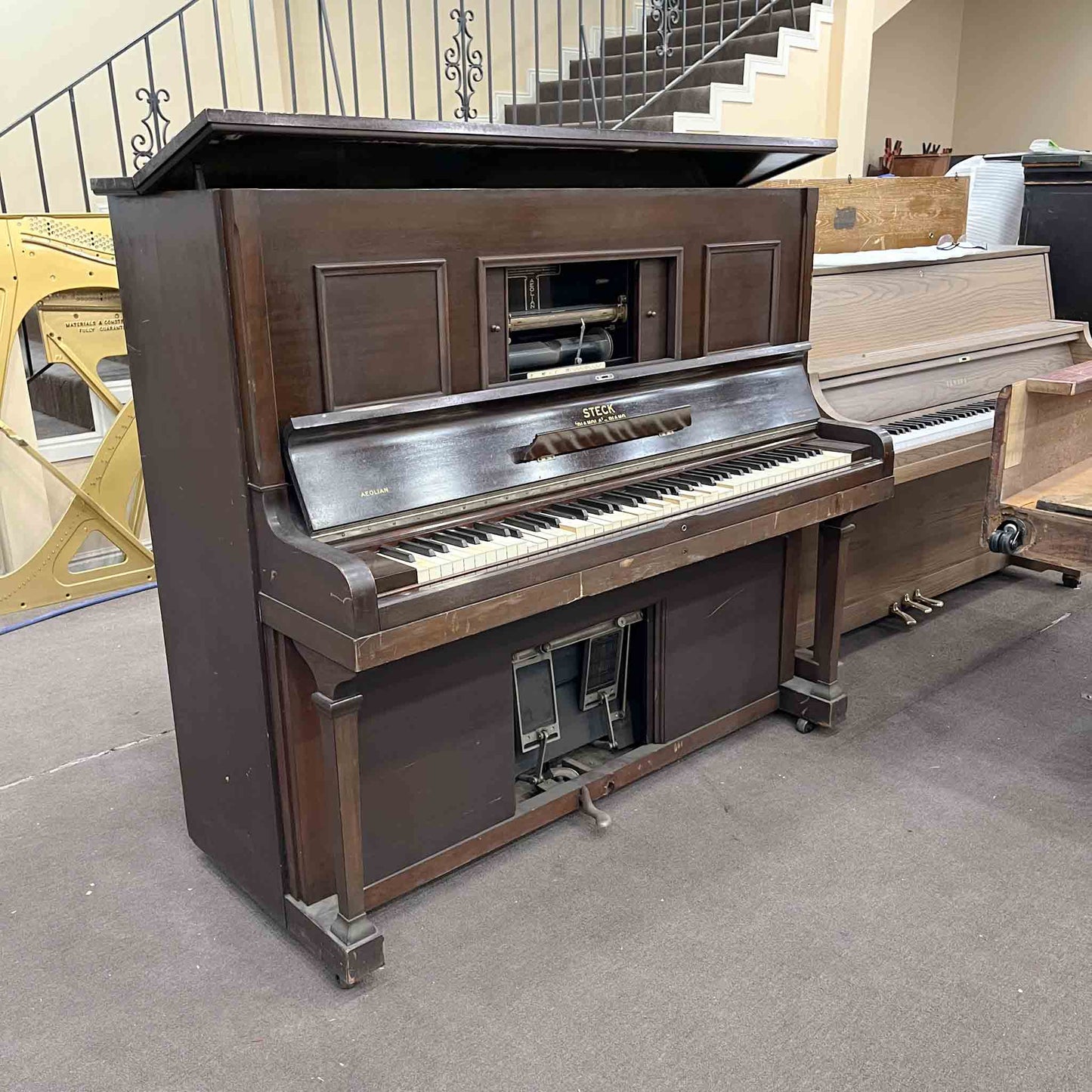 CURRENT SHOP WORK - 1931 Aeolian DuoArt Steck 55" Wood Finish Commissioned Upright Piano