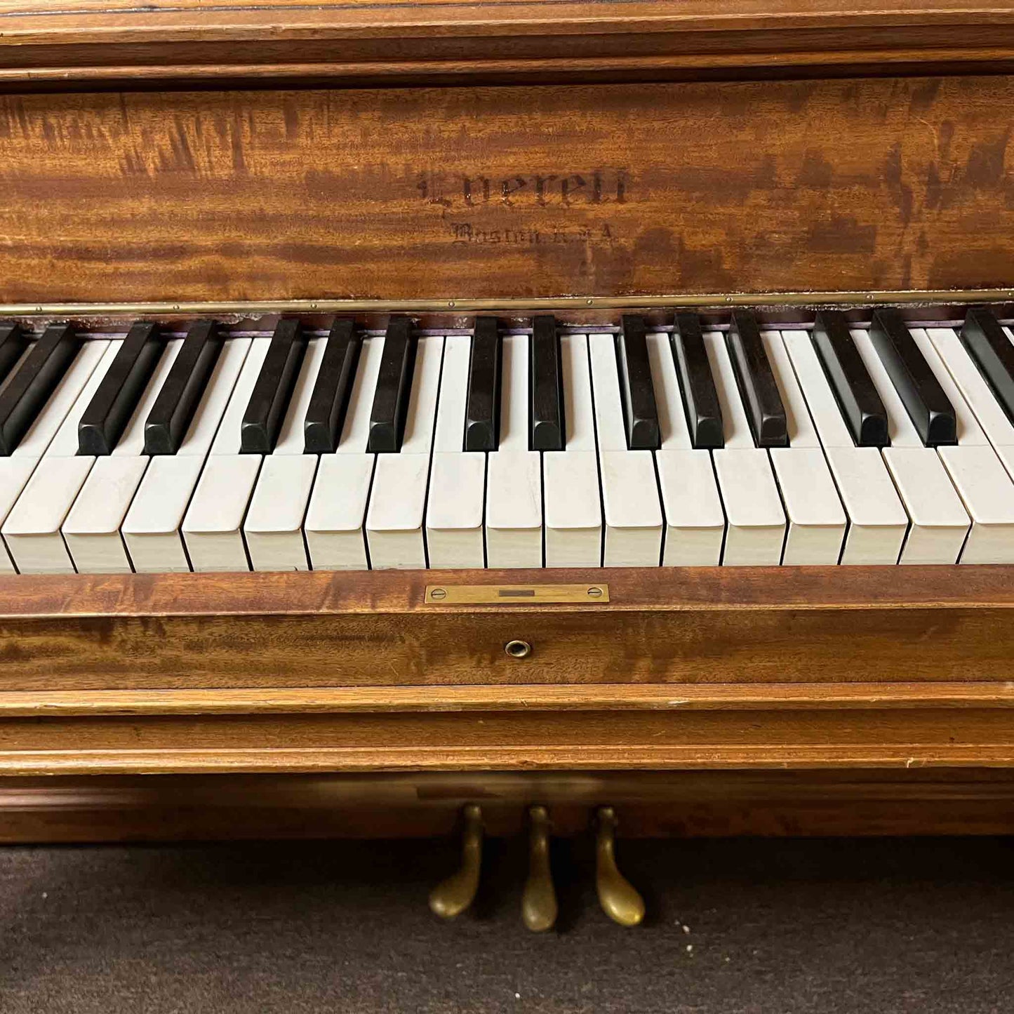 CURRENT SHOP WORK - 1903 Everett 55" Wood Finish Commissioned Upright Piano