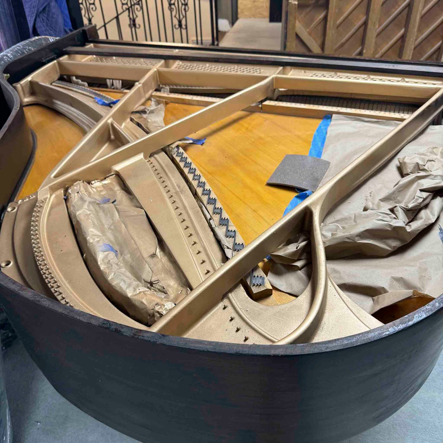 CURRENT SHOP WORK - 1863 Howard 4'8" Wood Finish Commissioned Baby Grand Piano