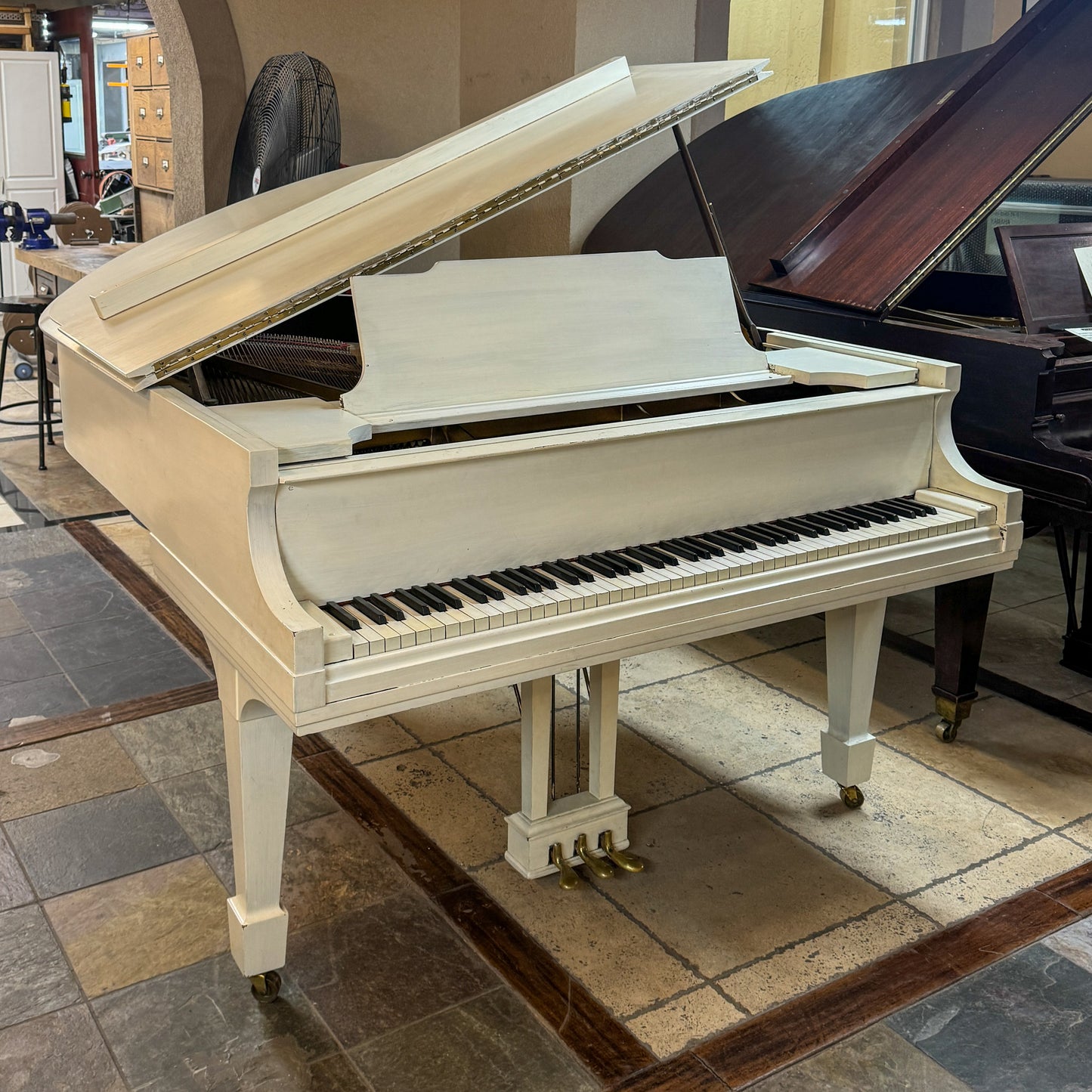 SOLD 1929 Kurtzmann White Finish Commissioned Grand Piano with Self-Playing QRS System