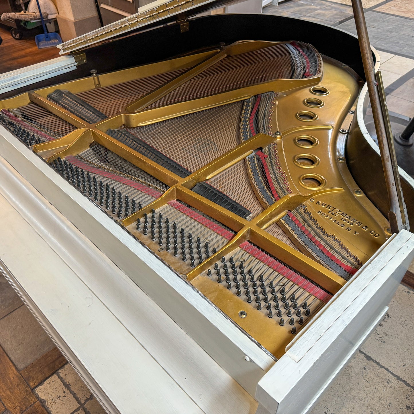 SOLD 1929 Kurtzmann White Finish Commissioned Grand Piano with Self-Playing QRS System