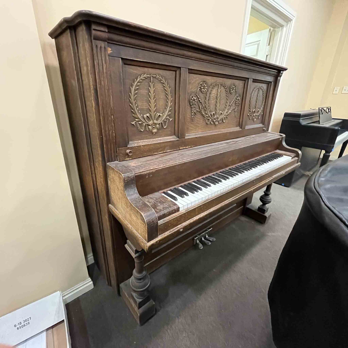 SOLD 1904 Whitney 56" Wood Finish Commissioned Upright Piano