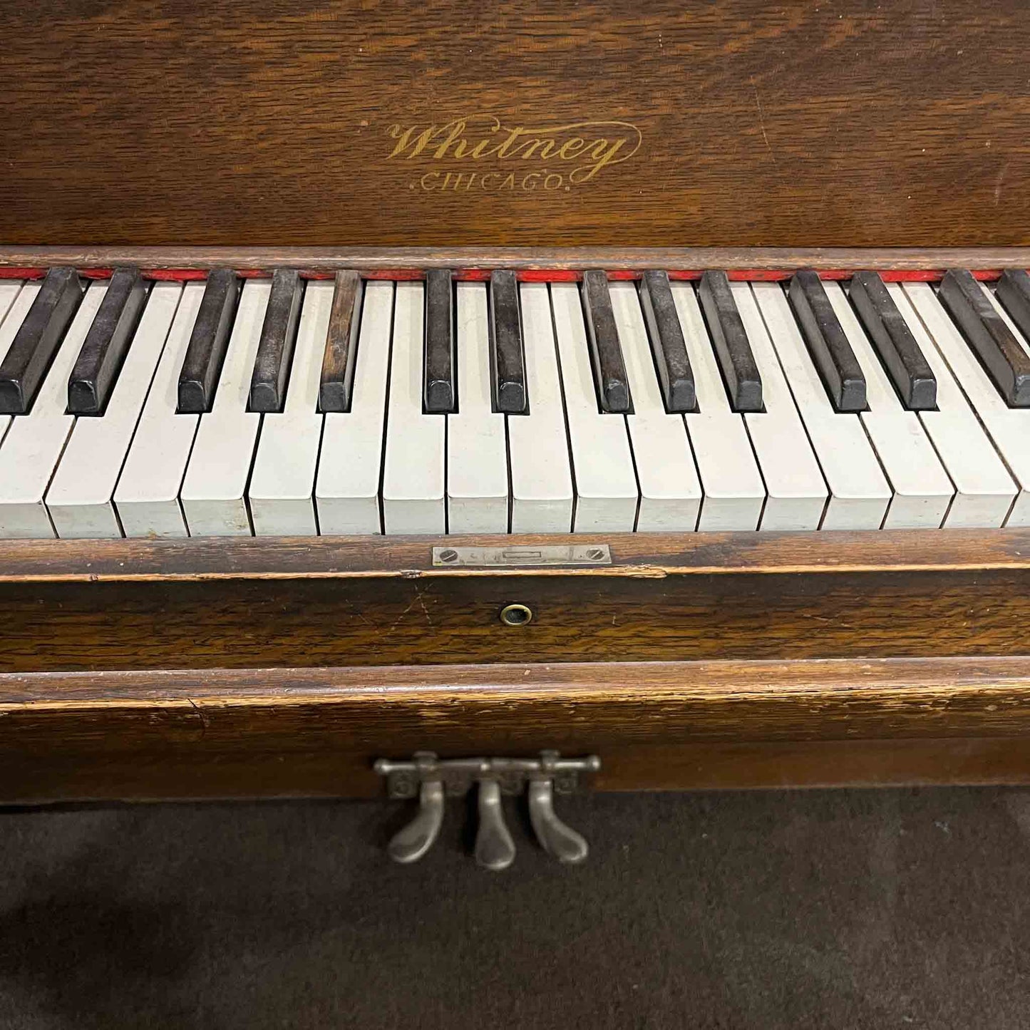 SOLD 1904 Whitney 56" Wood Finish Commissioned Upright Piano