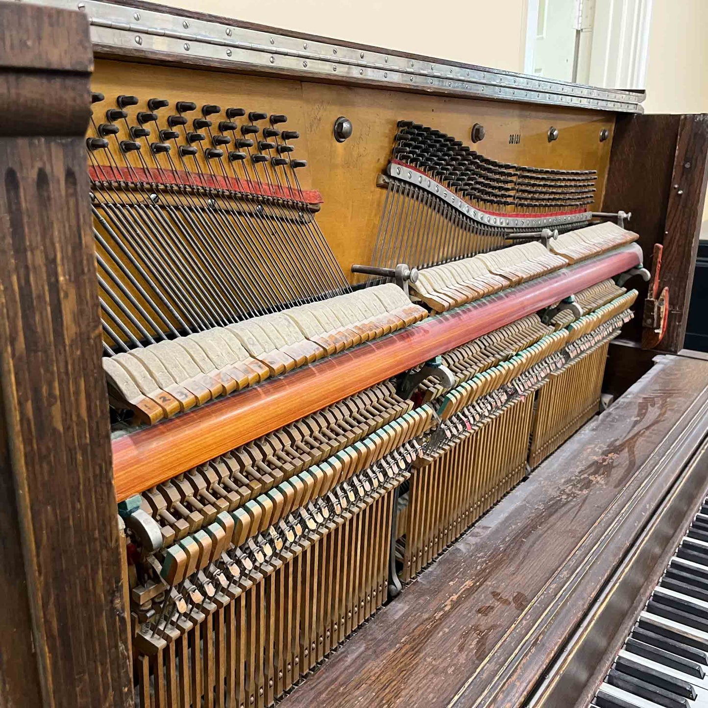 SOLD 1904 Whitney 56" Wood Finish Commissioned Upright Piano