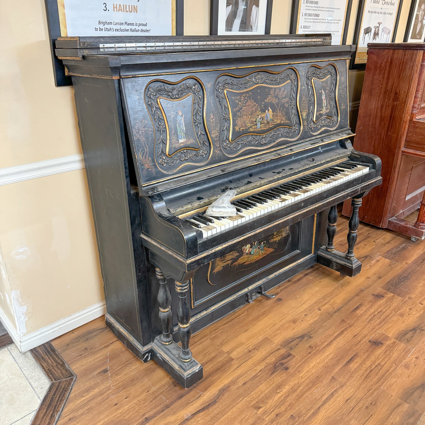 CURRENT SHOP WORK - 1911 Ludwig & Co. Wood Finish Art Case Commissioned Upright Piano