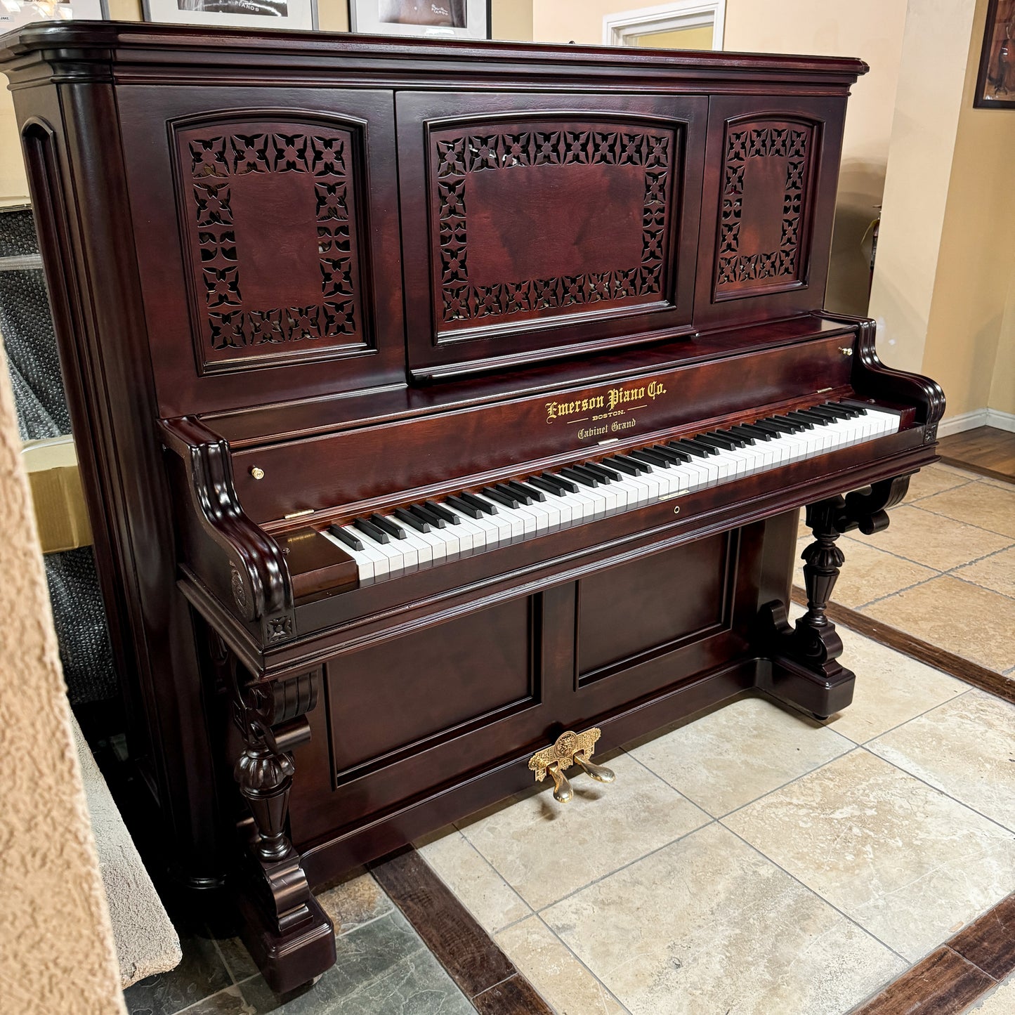 SOLD 1885 Emerson Wood Finish 57" Commissioned Upright
