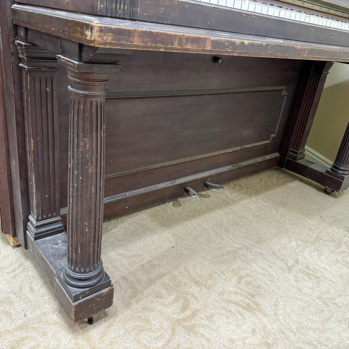 CURRENT SHOP WORK - 1908 Steinway Wood Finish Commissioned Upright Player Piano