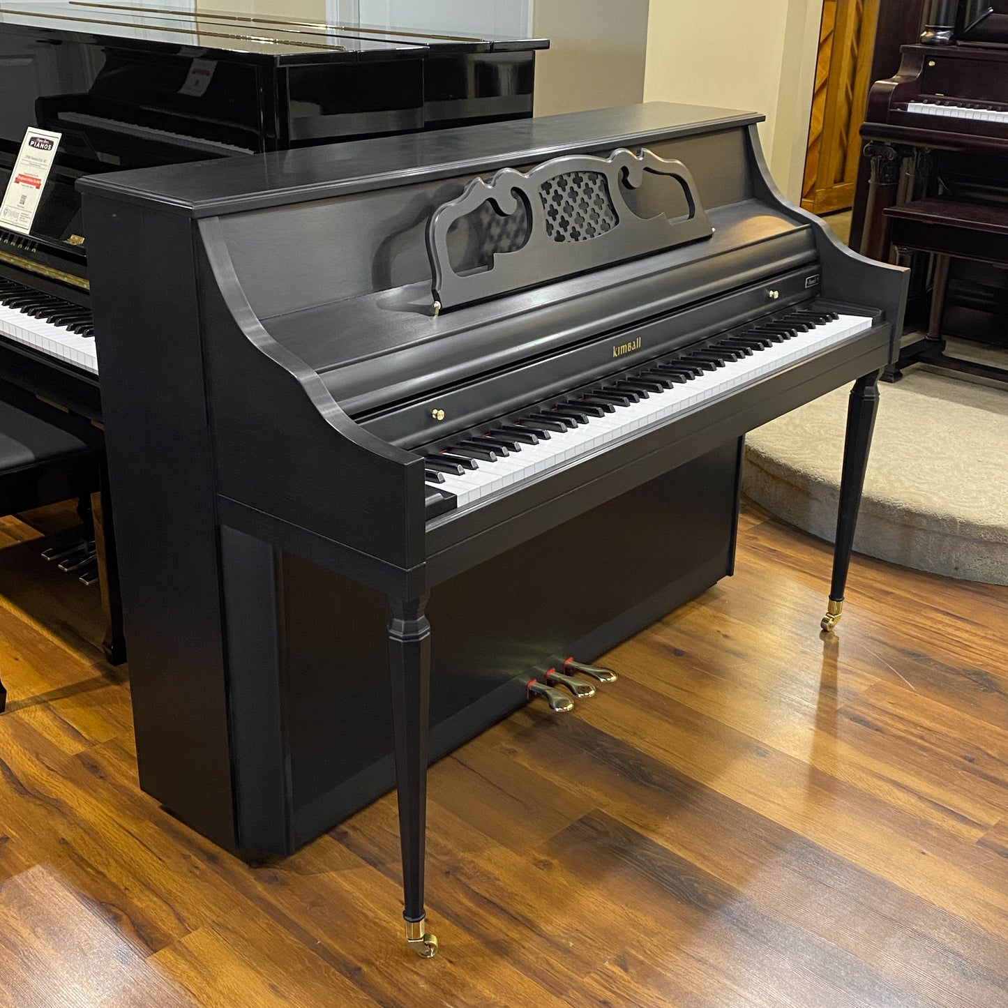 SOLD 1980 Kimball S435 Satin Black 42" Console Piano