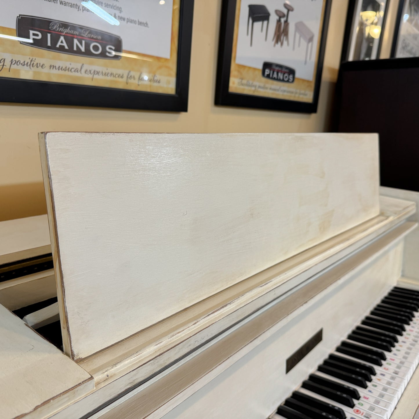 AVAILABLE TO RESTORE: CALL FOR CUSTOM PRICING - 1966 Astin Weight 38" White Spinet Piano
