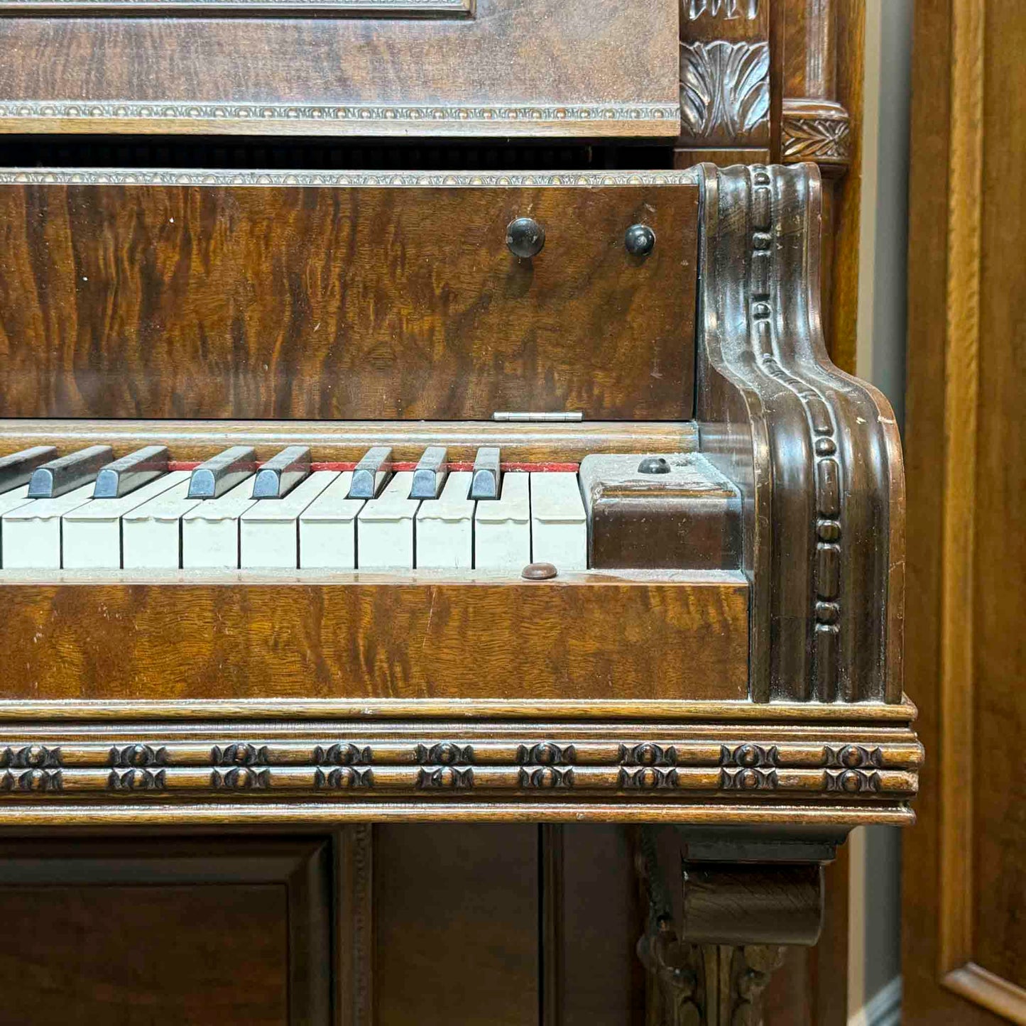 AVAILABLE TO RESTORE: CALL FOR CUSTOM PRICING - 1908 Wing & Son 57" Wood Finish Upright Piano