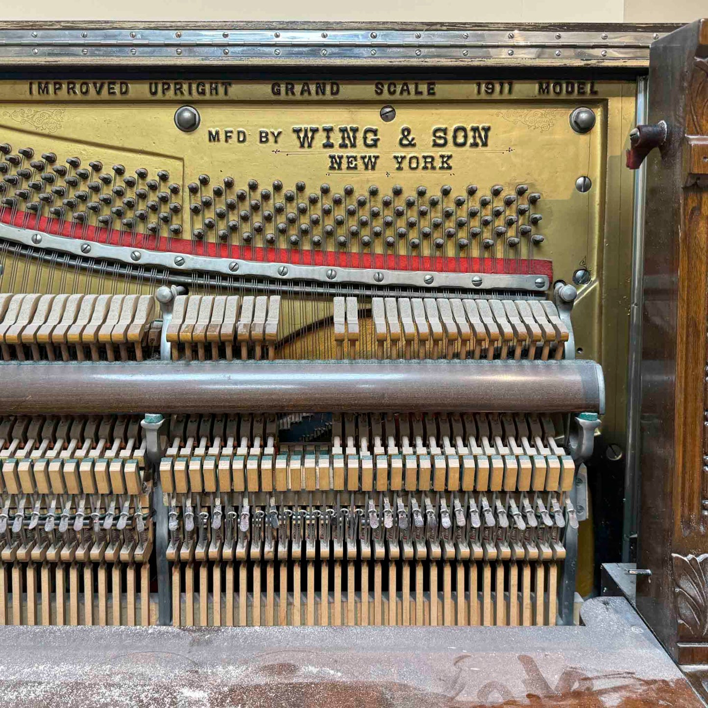 AVAILABLE TO RESTORE: CALL FOR CUSTOM PRICING - 1908 Wing & Son 57" Wood Finish Upright Piano