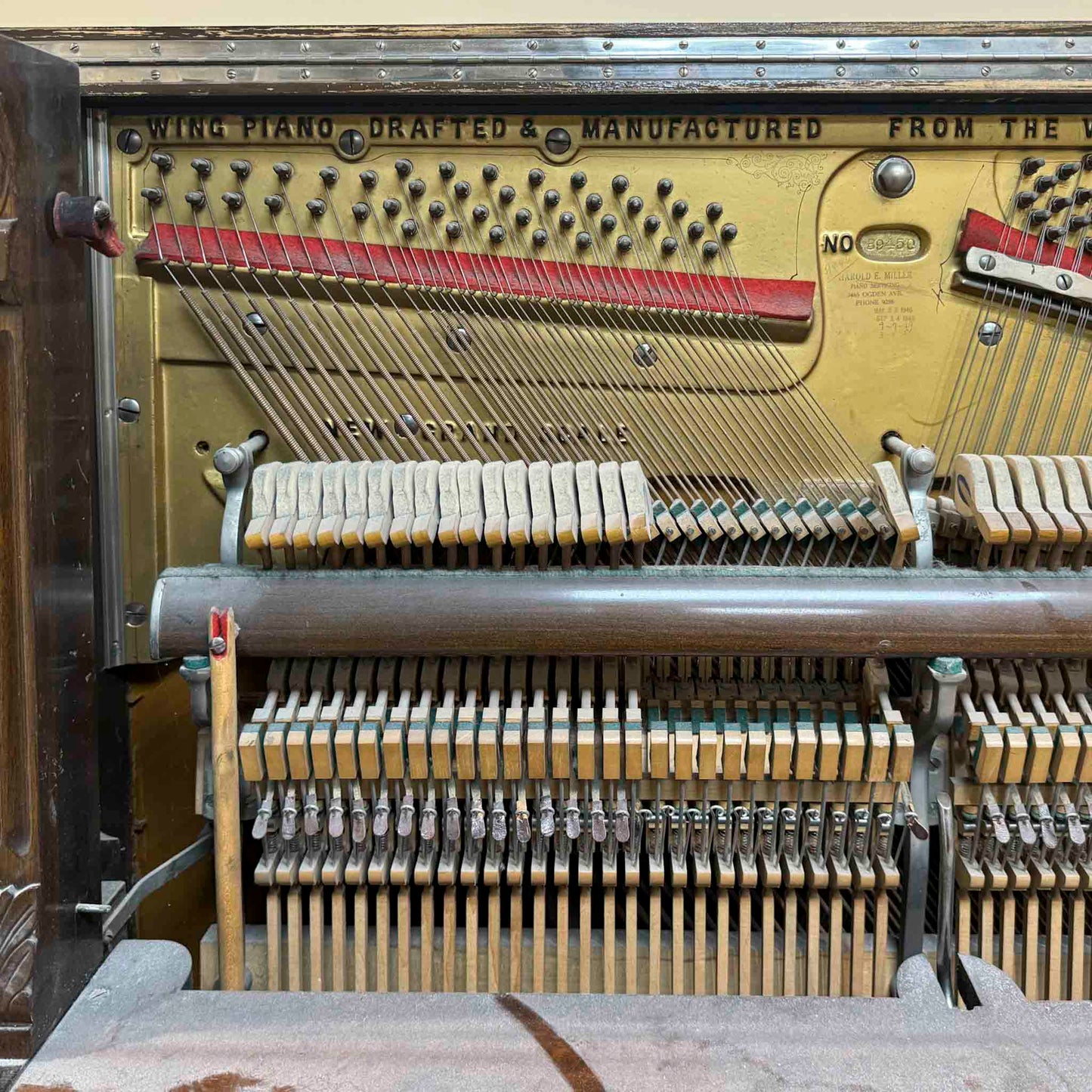 AVAILABLE TO RESTORE: CALL FOR CUSTOM PRICING - 1908 Wing & Son 57" Wood Finish Upright Piano