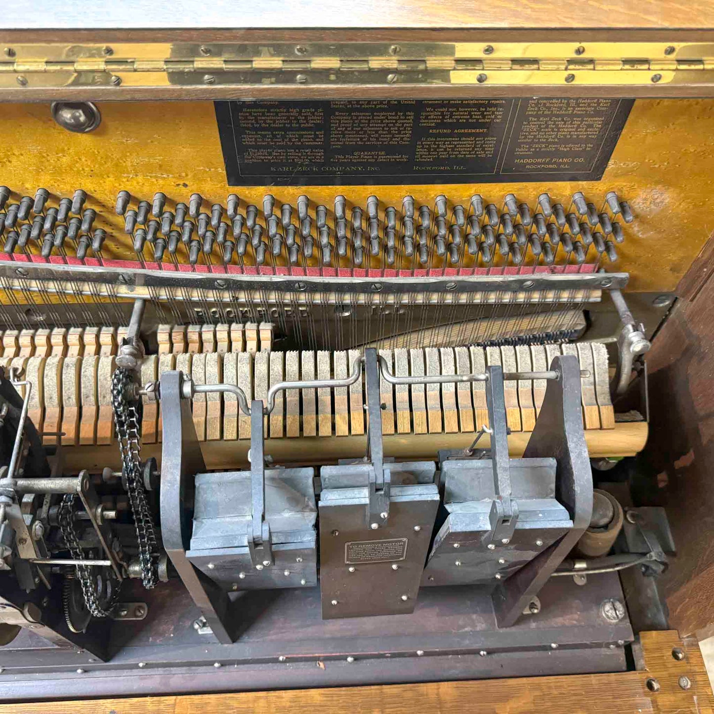 CURRENT SHOP WORK - 1920 Zeck 54" Commissioned Upright Player Piano