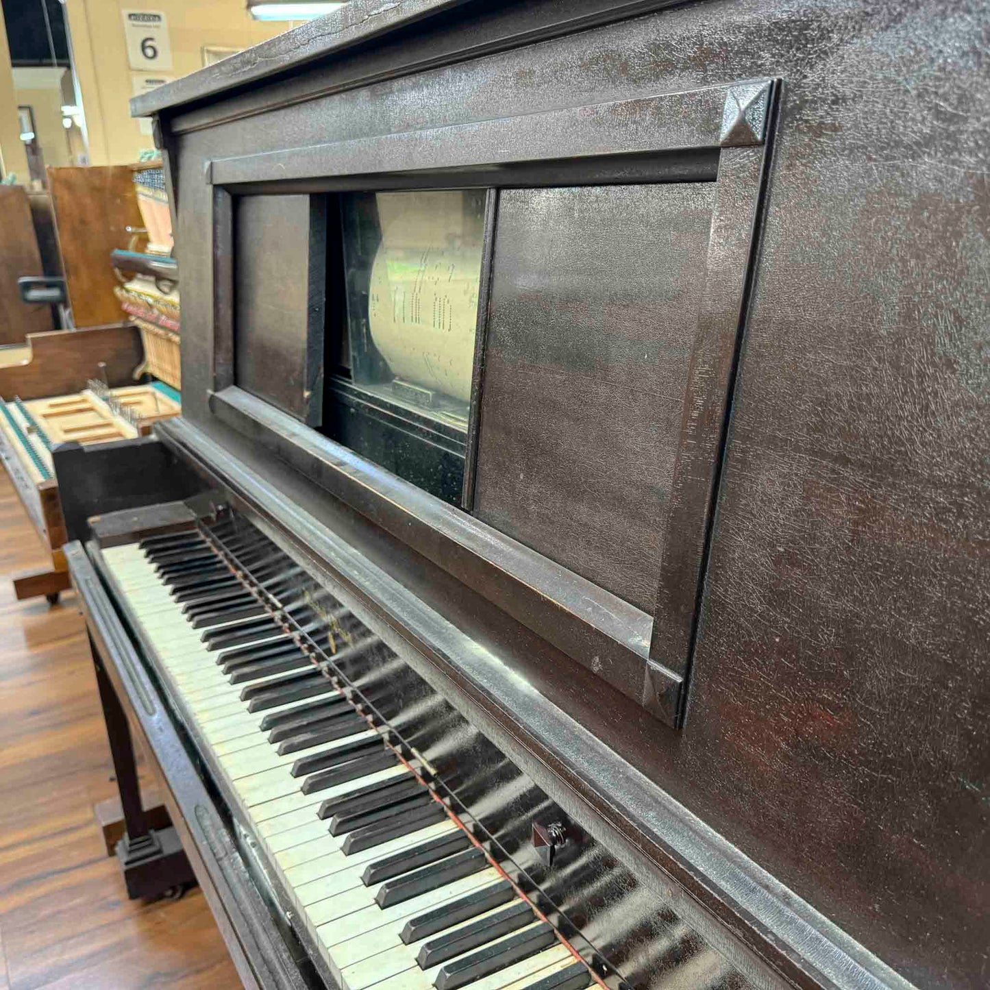 CURRENT SHOP WORK - 1918 Marshall & Wendell 55" Wood Finish Commissioned Upright Piano