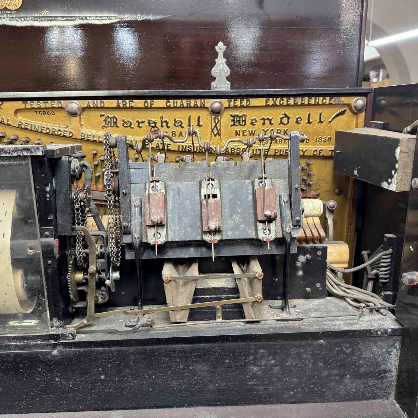 CURRENT SHOP WORK - 1918 Marshall & Wendell 55" Wood Finish Commissioned Upright Piano