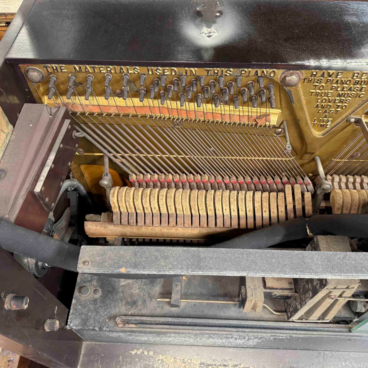 CURRENT SHOP WORK - 1918 Marshall & Wendell 55" Wood Finish Commissioned Upright Piano