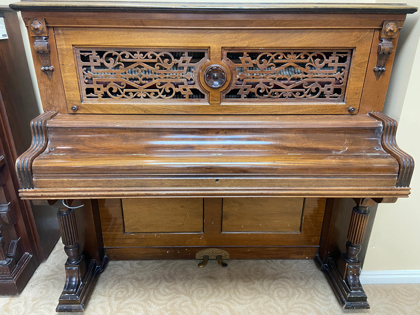 AVAILABLE TO RESTORE: CALL FOR CUSTOM PRICING - Tall Wood Finish Art Case Upright Piano