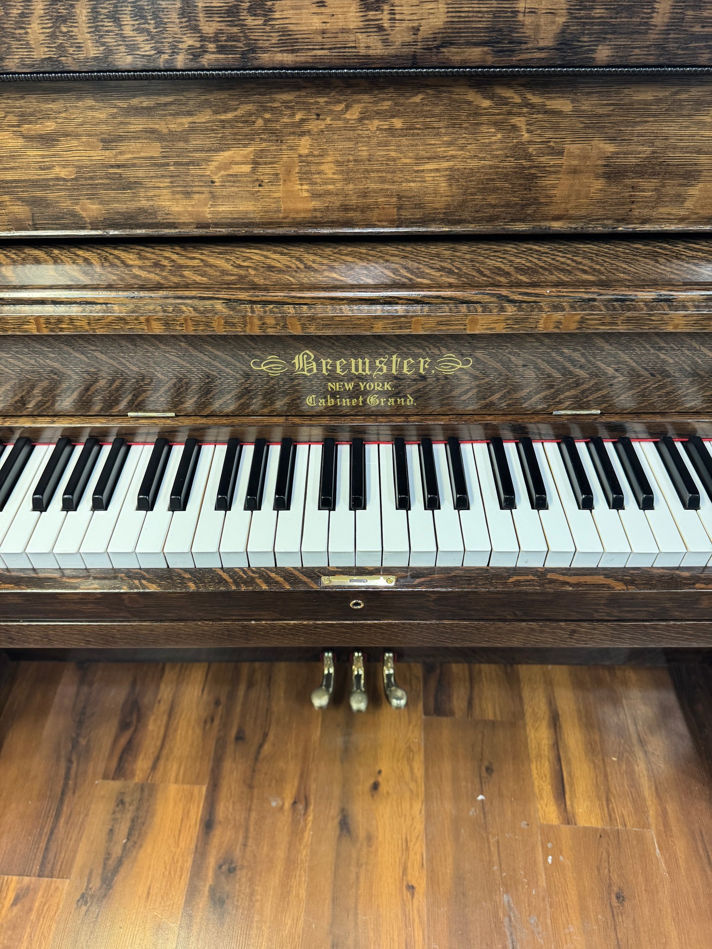 SOLD 1913 Brewster 56" Wood Finish Commissioned Upright Piano