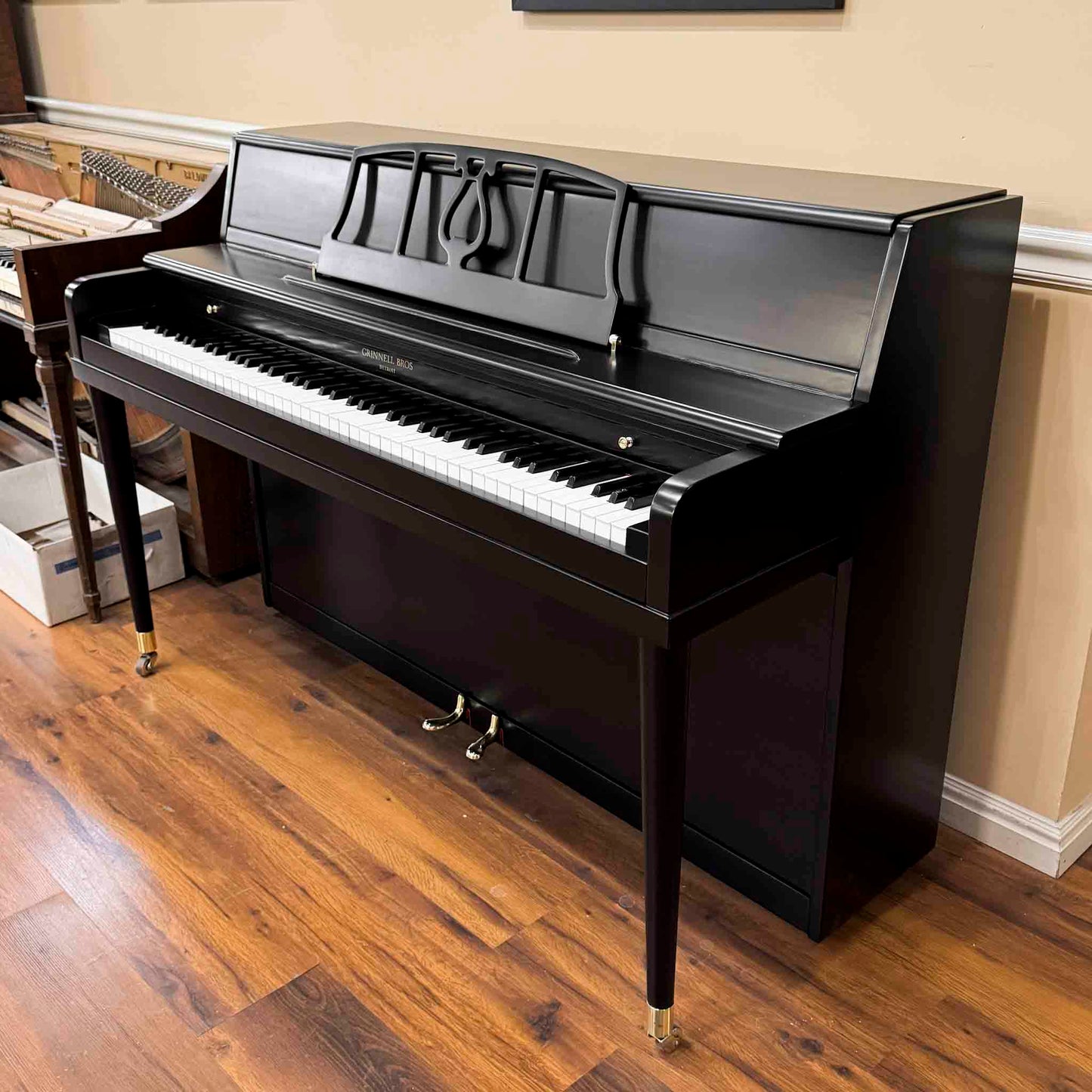 1956 Grinnell Bros 39" Satin Black Spinet Piano