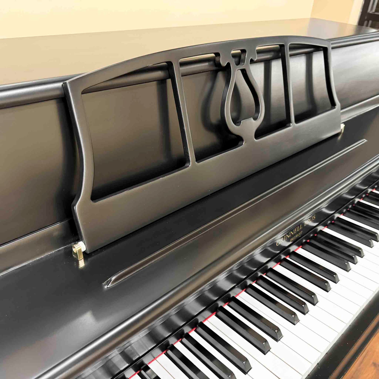 1956 Grinnell Bros 39" Satin Black Spinet Piano