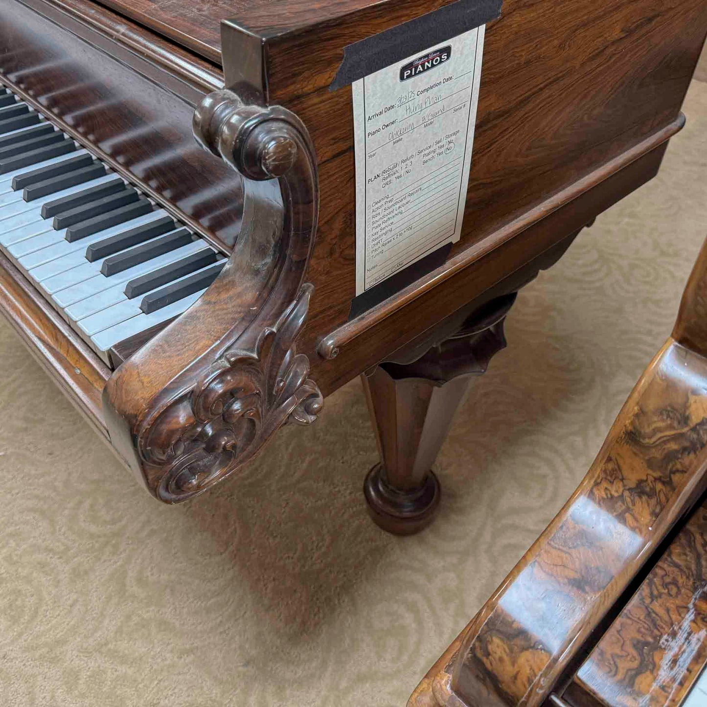 CURRENT SHOP WORK - Chickering 8' Rosewood Commissioned Grand Piano