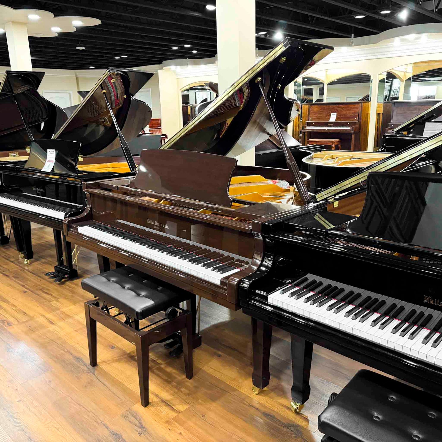 Hallet Davis 160 5'3" Dark Walnut Polish Grand Piano with Self Playing System