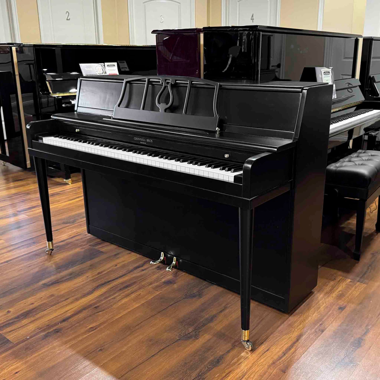 1956 Grinnell Bros 39" Satin Black Spinet Piano