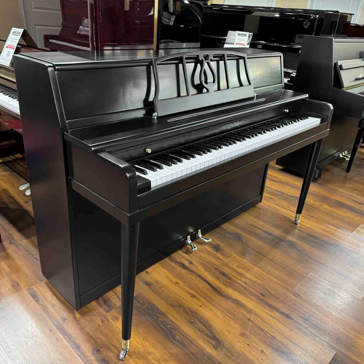 1956 Grinnell Bros 39" Satin Black Spinet Piano