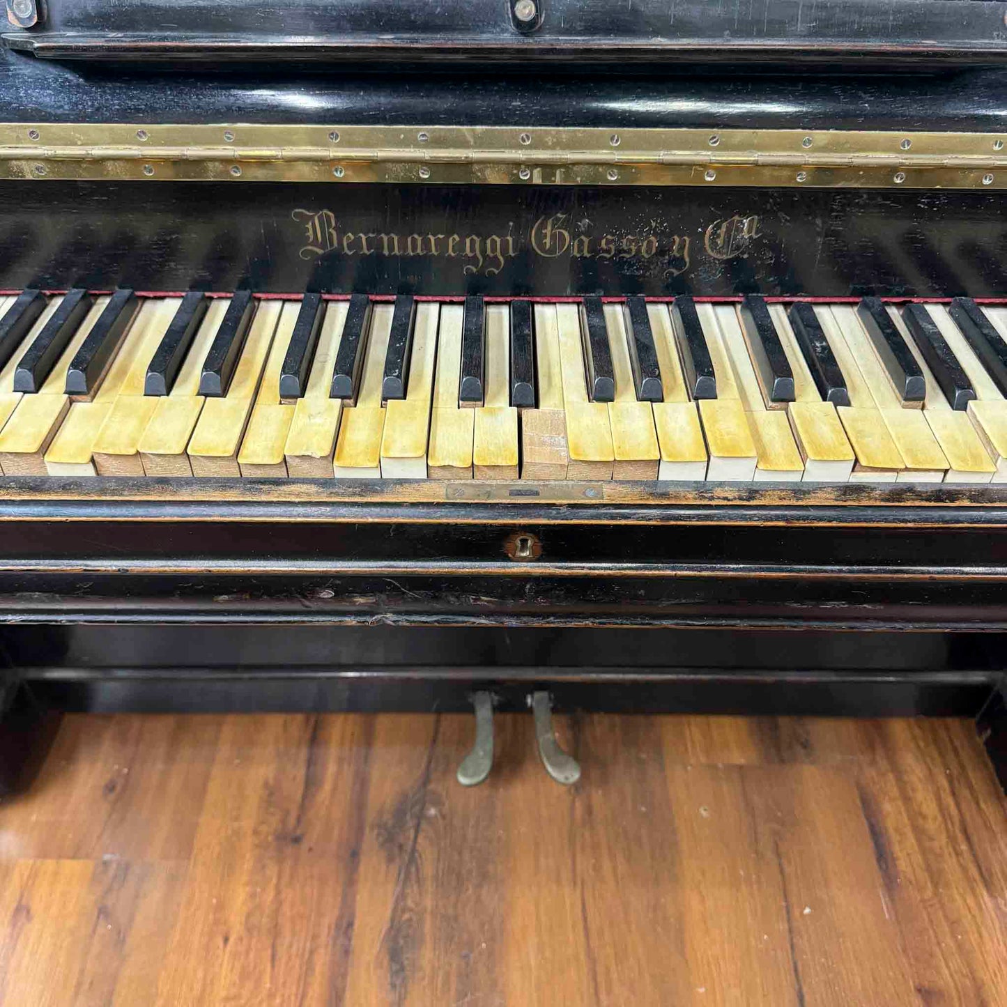 CURRENT SHOP WORK - 1850's Bernareggi 49" Black Wood Finish Upright Piano