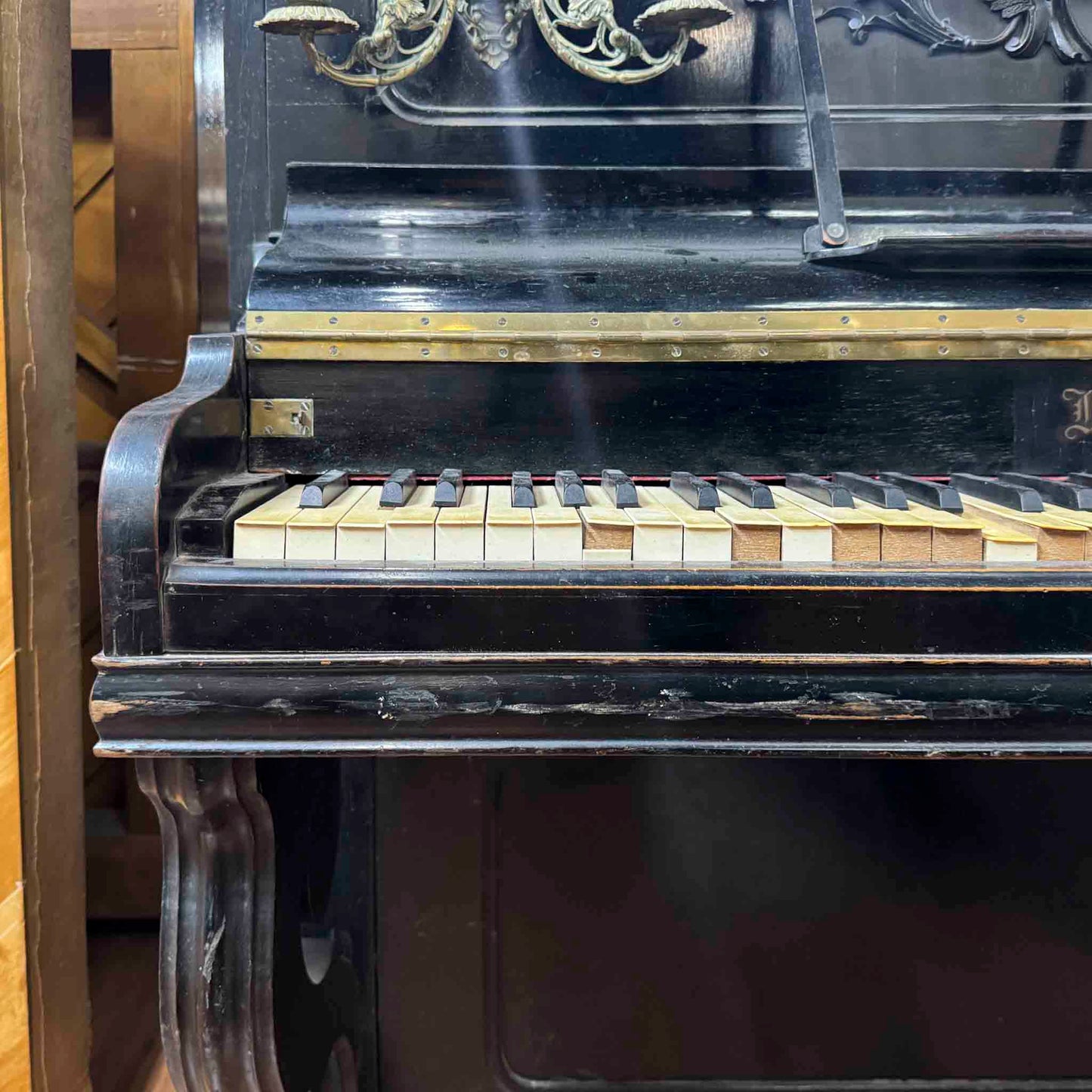 CURRENT SHOP WORK - 1850's Bernareggi 49" Black Wood Finish Upright Piano