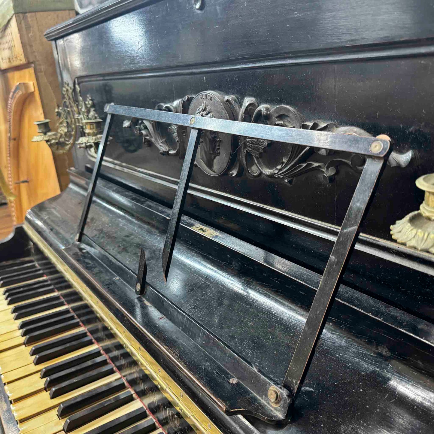 CURRENT SHOP WORK - 1850's Bernareggi 49" Black Wood Finish Upright Piano