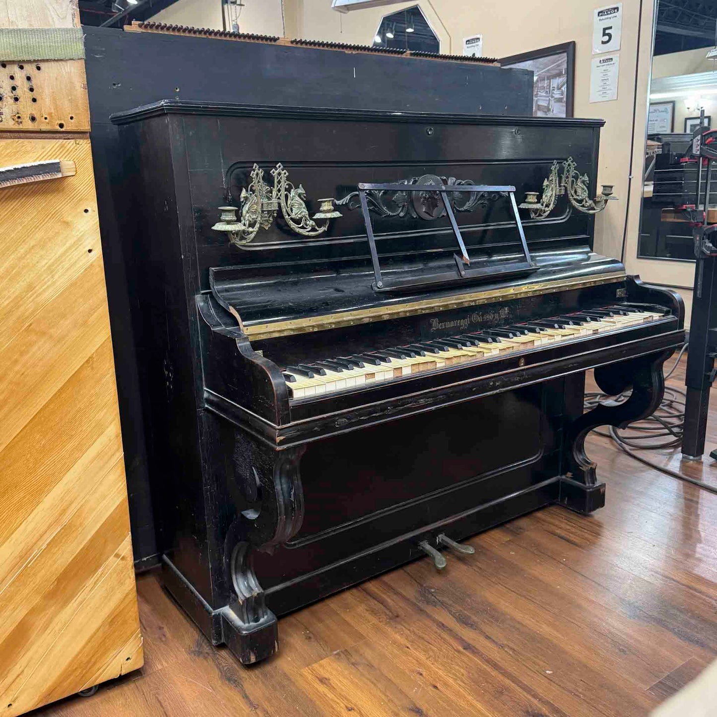 CURRENT SHOP WORK - 1850's Bernareggi 49" Black Wood Finish Upright Piano