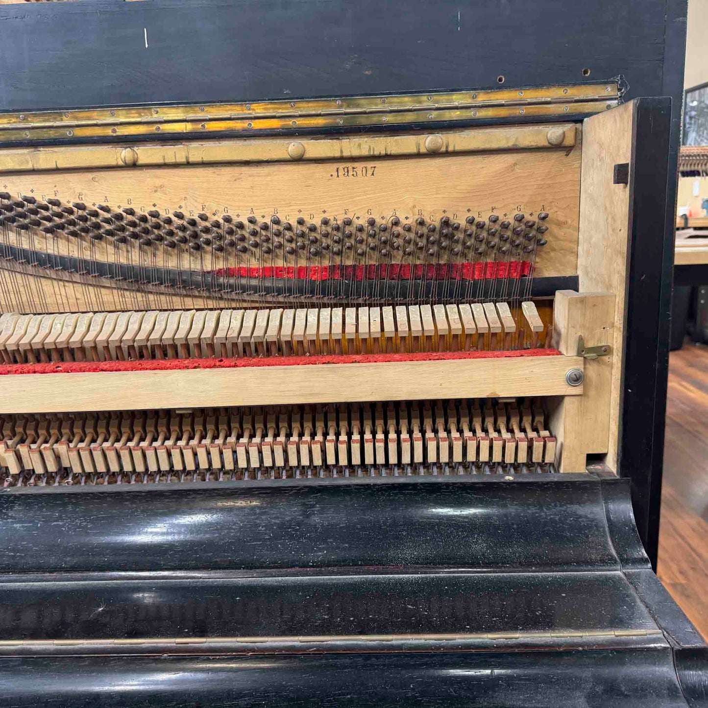 CURRENT SHOP WORK - 1850's Bernareggi 49" Black Wood Finish Upright Piano
