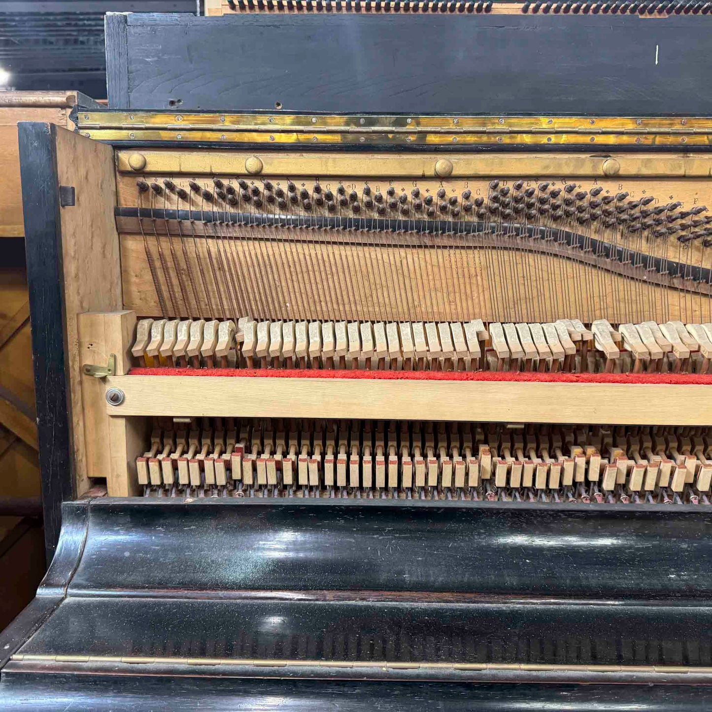 CURRENT SHOP WORK - 1850's Bernareggi 49" Black Wood Finish Upright Piano